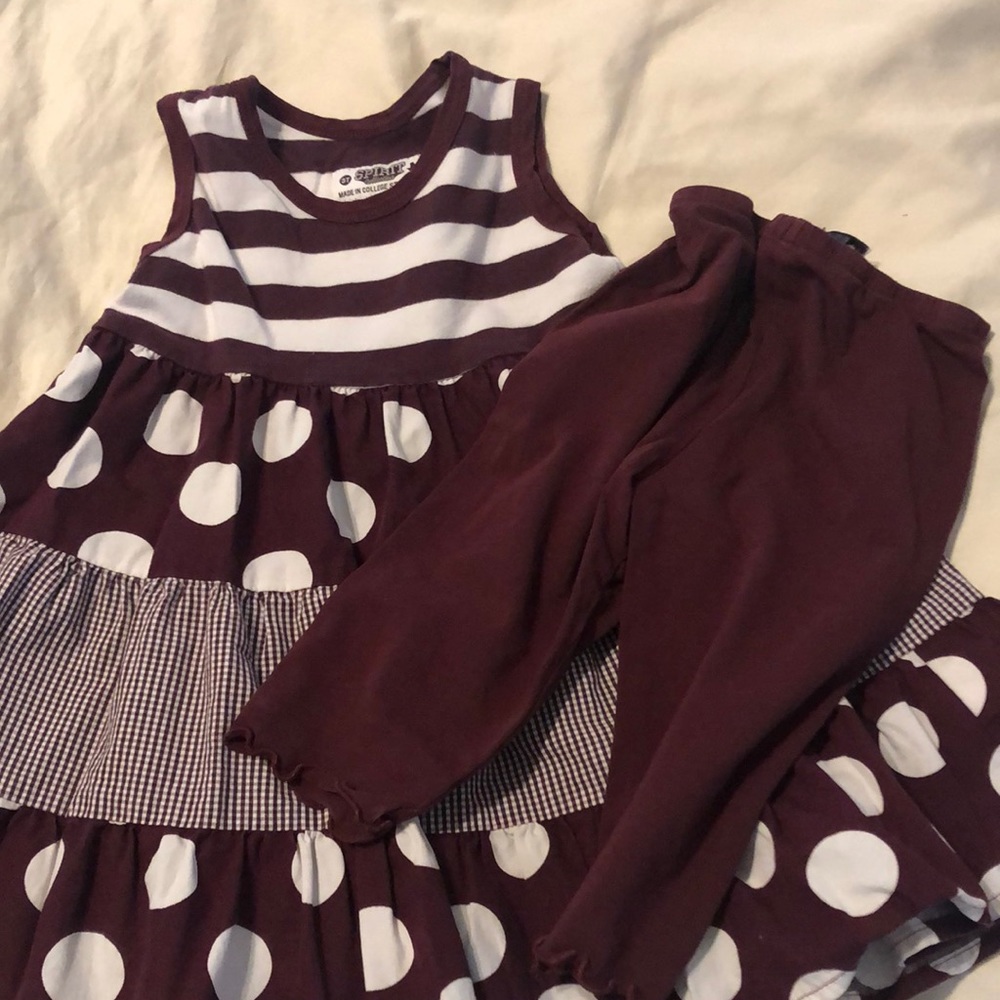 Maroon and white twirl dress